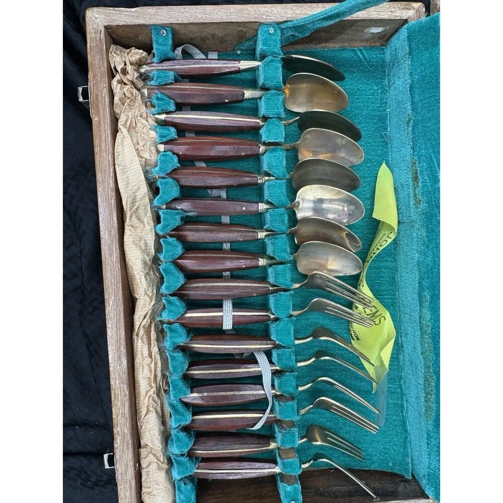 Johnny's Gems Thailand 19 Piece Spoons Forks Serving Spoon Flatware Vintage